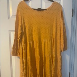 3x pink polka dot yellow tiered dress